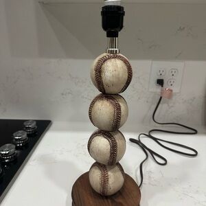 Baseball Stacked Lamp 17” Tall- No Shade. Works!